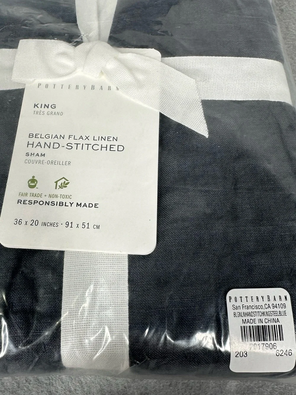 POTTERY BARN Belgian Flax Linen Handcrafted Quilted Sham king size set of 2